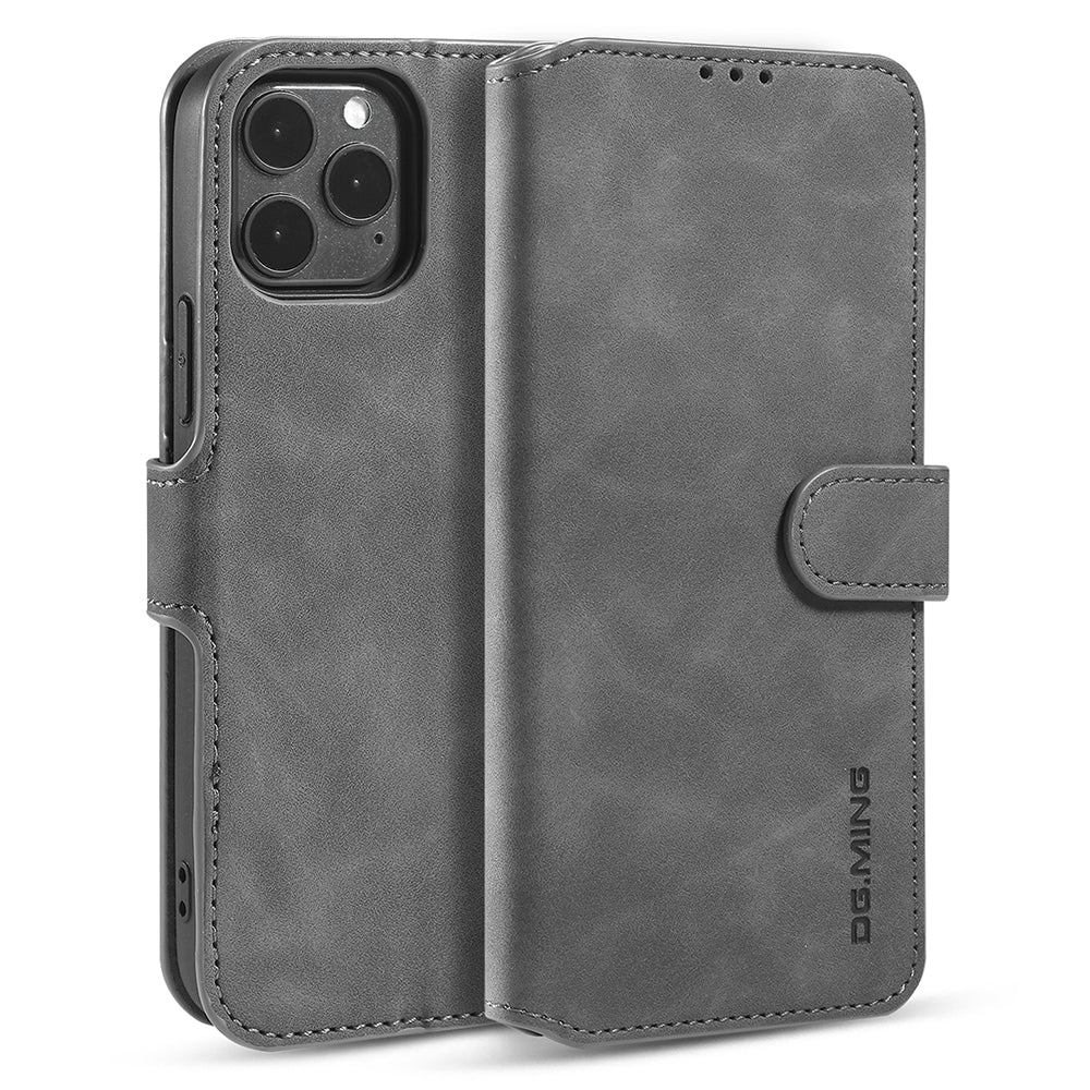 DG.MING Wallet Stand Design Retro Style Full Protection Leather Cover with Strap for iPhone 13 Pro 6.1 inch