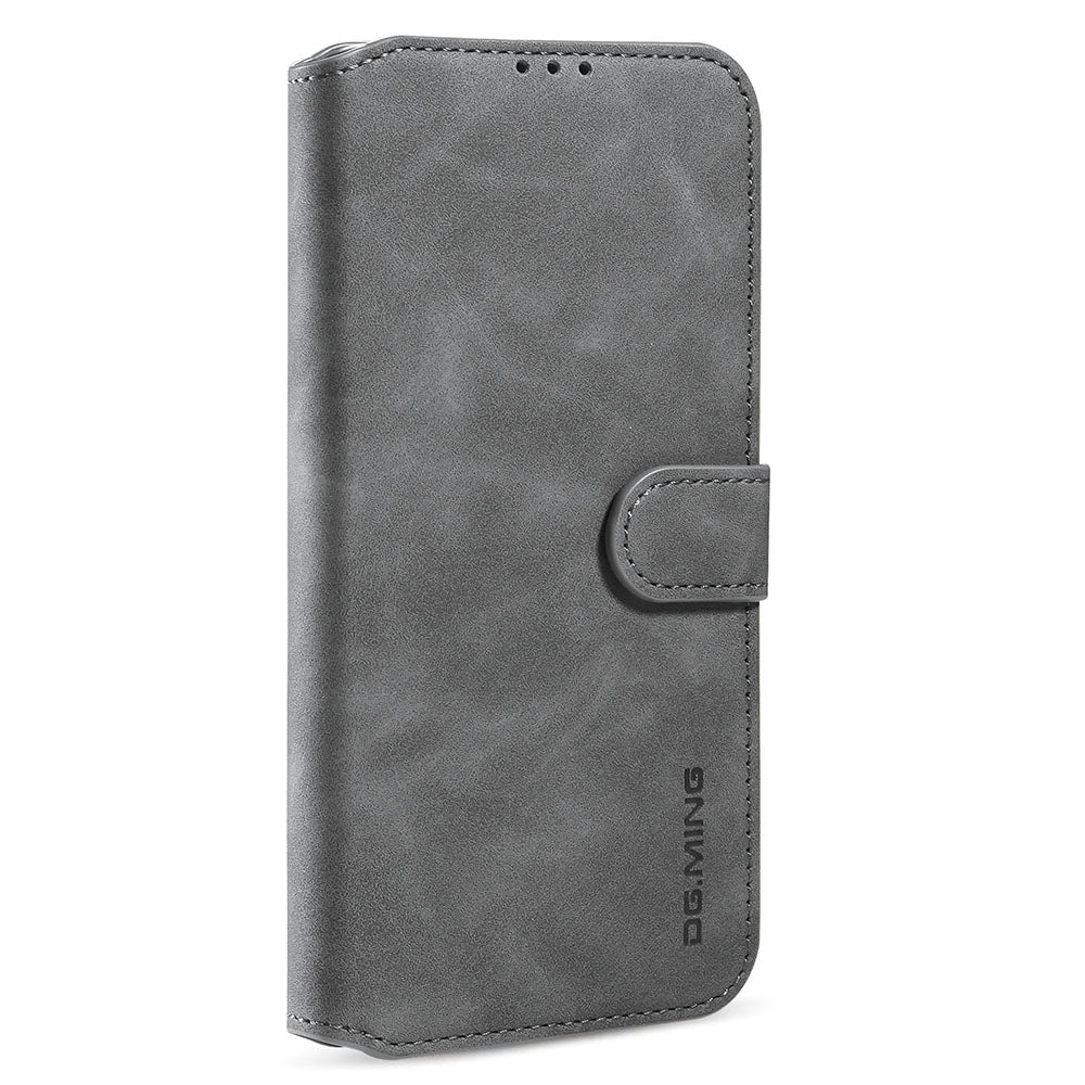 DG.MING Wallet Stand Design Retro Style Full Protection Leather Cover with Strap for iPhone 13 Pro 6.1 inch