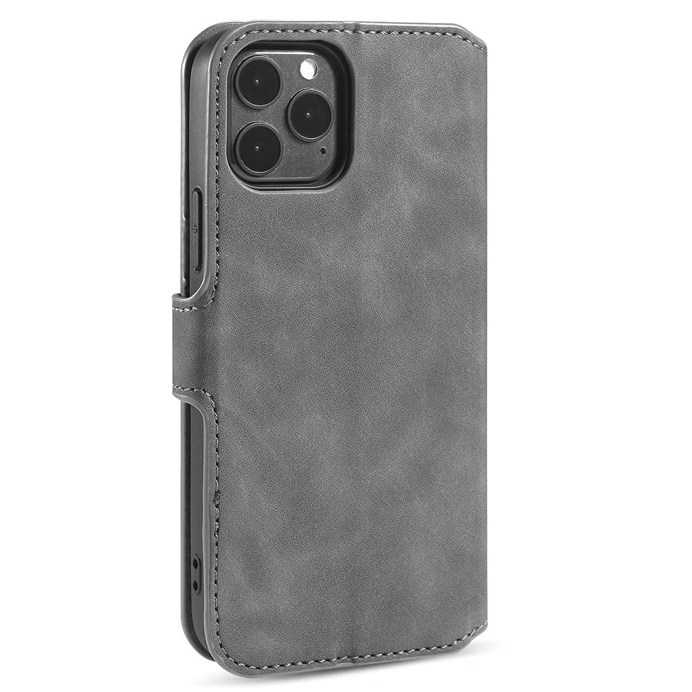 DG.MING Wallet Stand Design Retro Style Full Protection Leather Cover with Strap for iPhone 13 Pro 6.1 inch