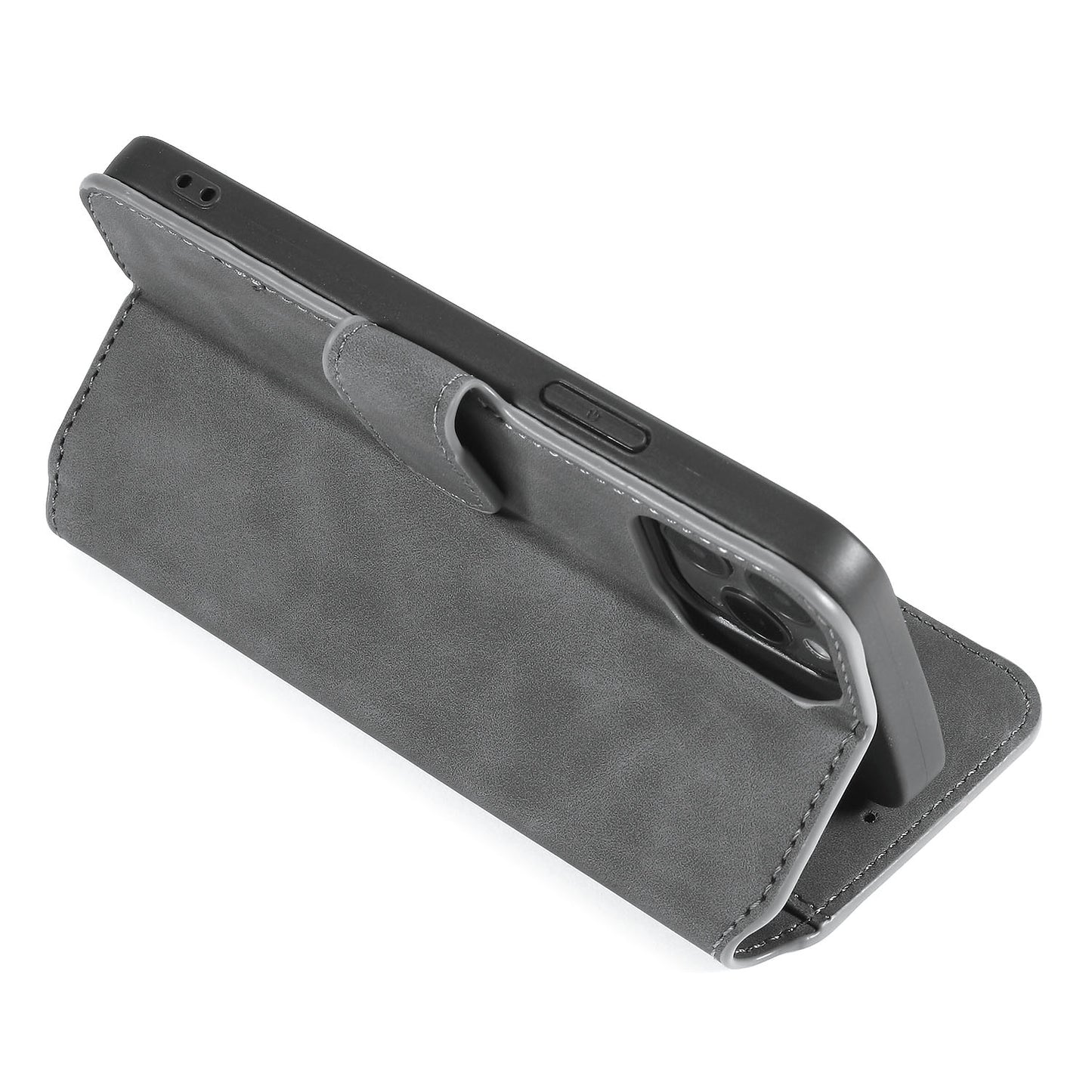 DG.MING Wallet Stand Design Retro Style Full Protection Leather Cover with Strap for iPhone 13 Pro 6.1 inch