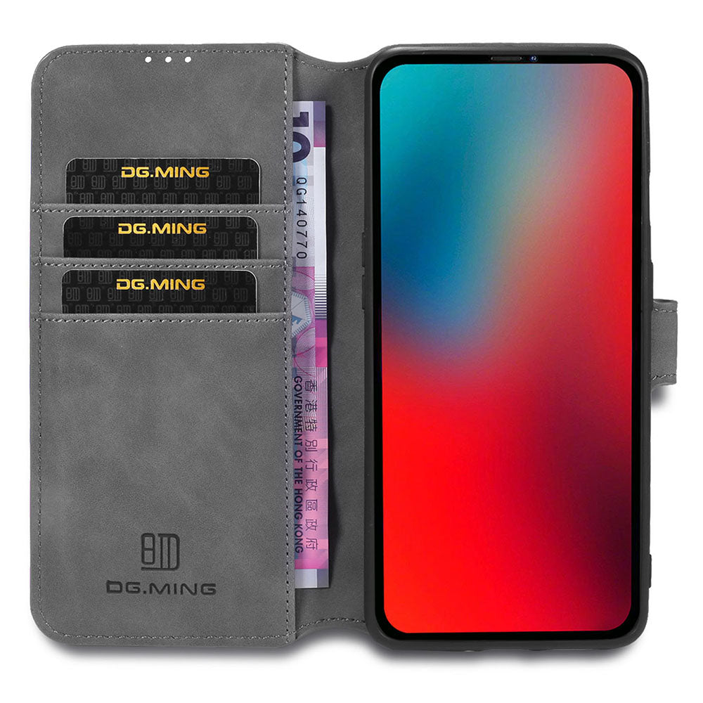 DG.MING Wallet Stand Design Retro Style Full Protection Leather Cover with Strap for iPhone 13 Pro 6.1 inch