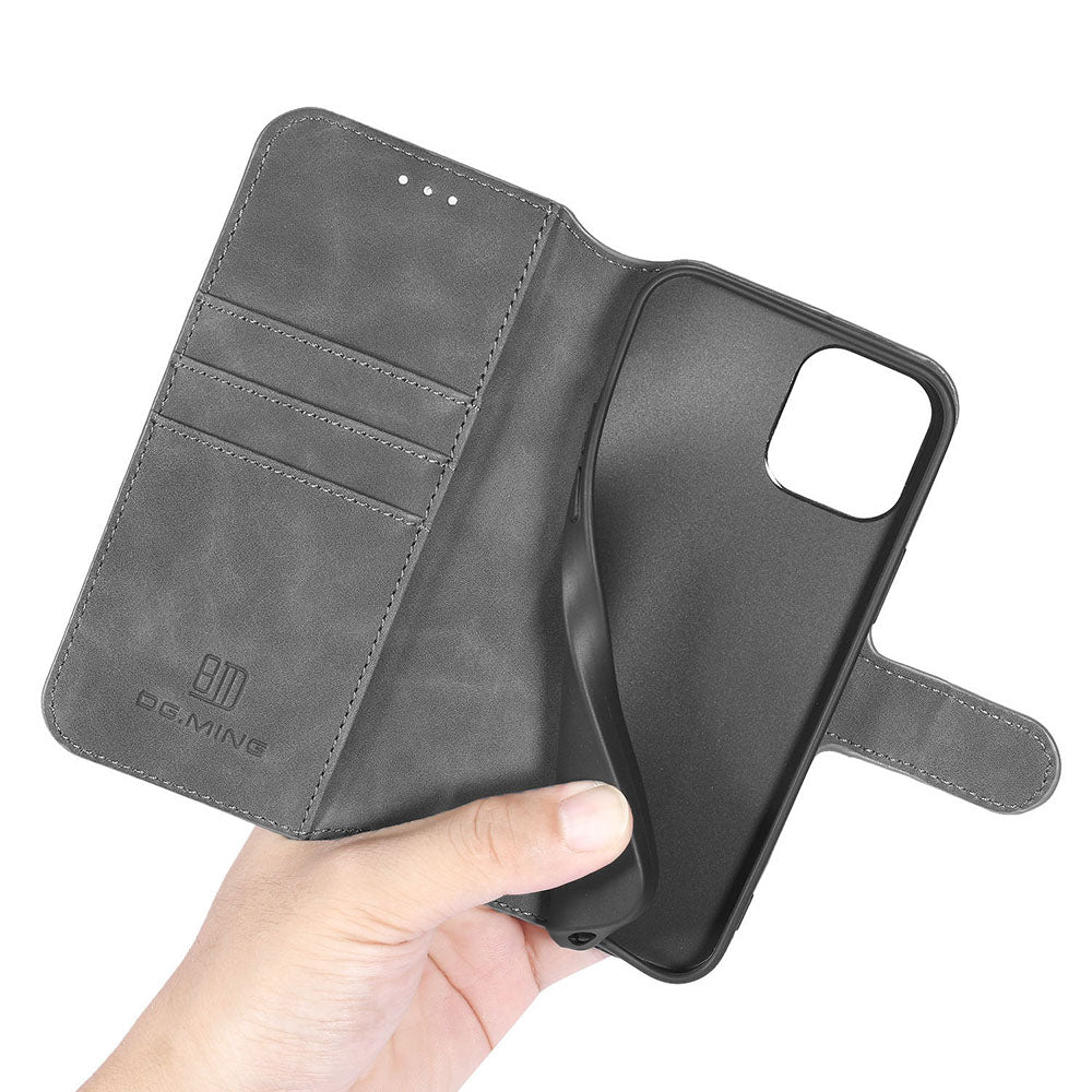 DG.MING Wallet Stand Design Retro Style Full Protection Leather Cover with Strap for iPhone 13 Pro 6.1 inch
