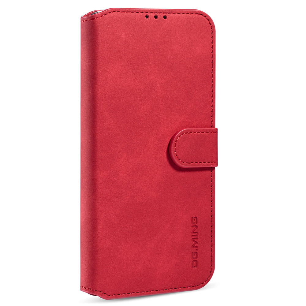 DG.MING Wallet Stand Design Retro Style Full Protection Leather Cover with Strap for iPhone 13 Pro 6.1 inch