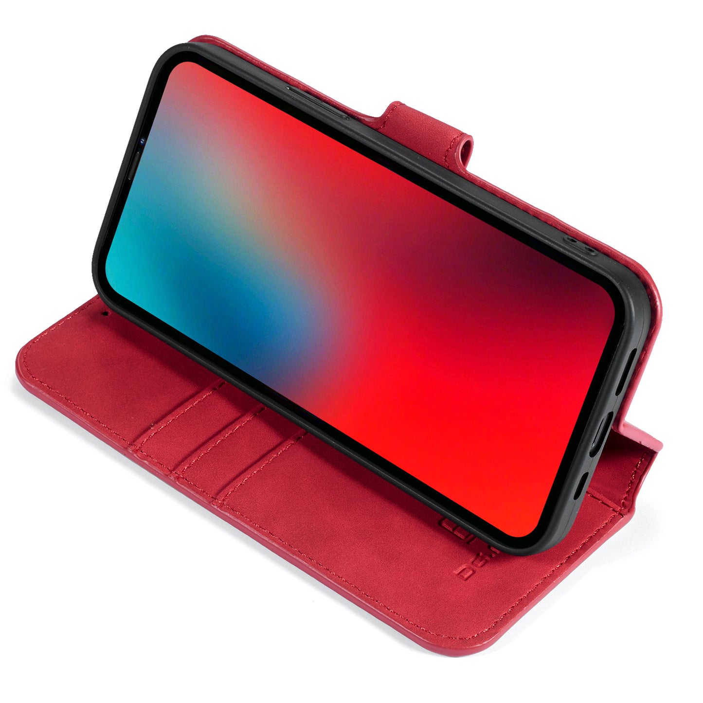 DG.MING Wallet Stand Design Retro Style Full Protection Leather Cover with Strap for iPhone 13 Pro 6.1 inch