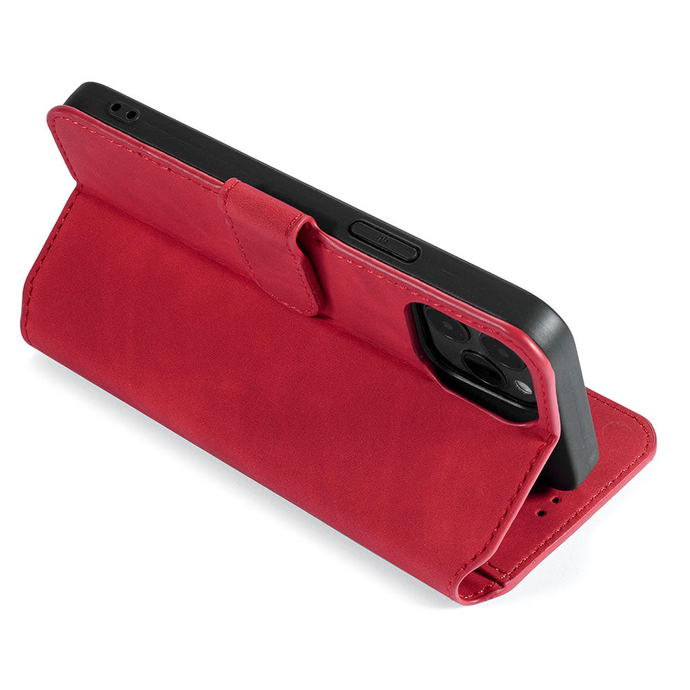 DG.MING Wallet Stand Design Retro Style Full Protection Leather Cover with Strap for iPhone 13 Pro 6.1 inch