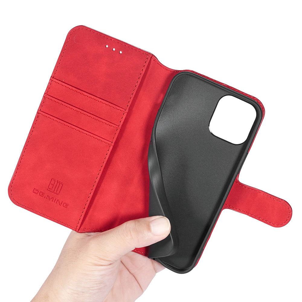 DG.MING Wallet Stand Design Retro Style Full Protection Leather Cover with Strap for iPhone 13 Pro 6.1 inch