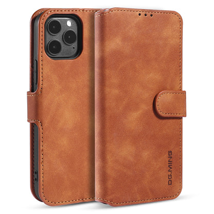 DG.MING Wallet Stand Design Retro Style Full Protection Leather Cover with Strap for iPhone 13 Pro 6.1 inch
