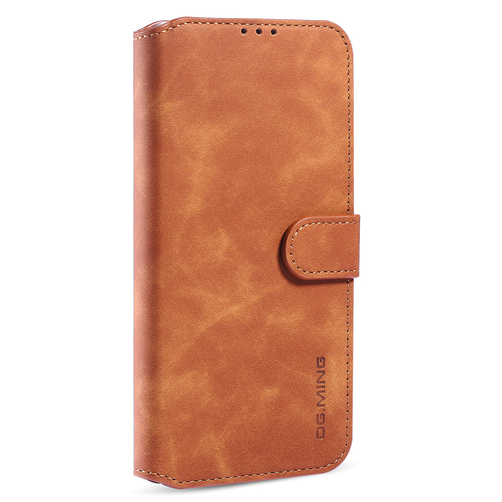DG.MING Wallet Stand Design Retro Style Full Protection Leather Cover with Strap for iPhone 13 Pro 6.1 inch