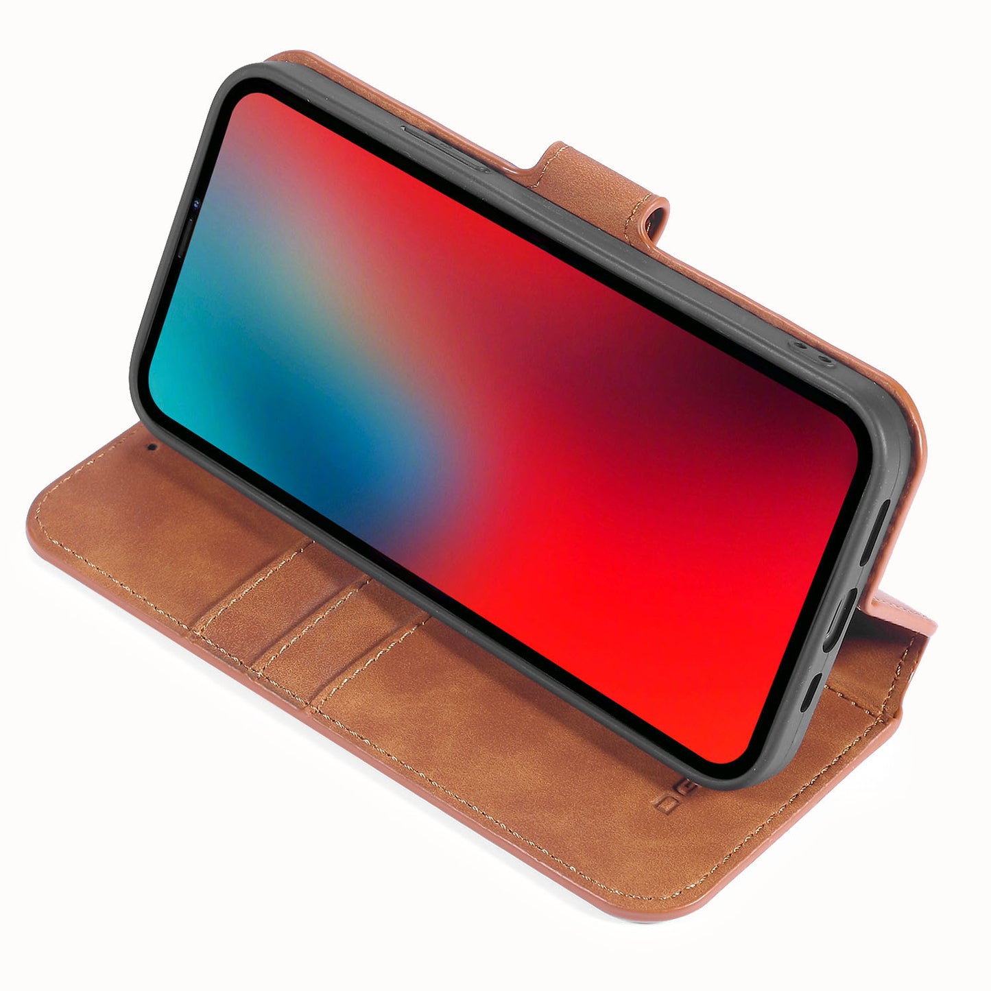 DG.MING Wallet Stand Design Retro Style Full Protection Leather Cover with Strap for iPhone 13 Pro 6.1 inch