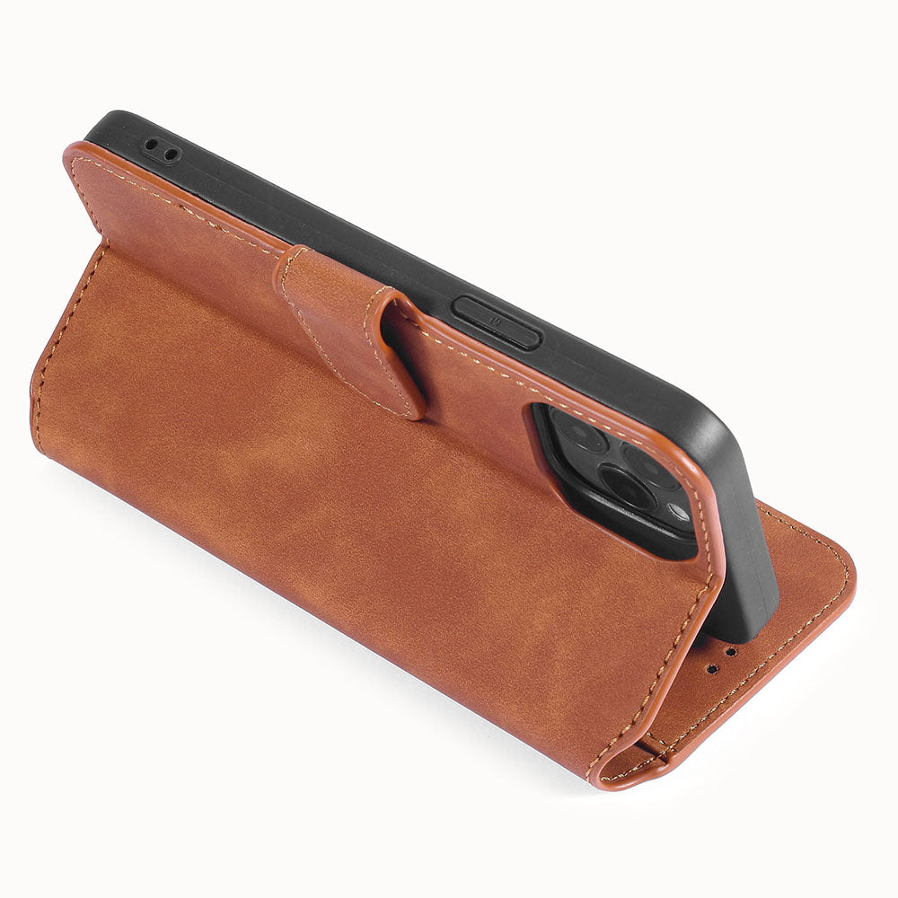 DG.MING Wallet Stand Design Retro Style Full Protection Leather Cover with Strap for iPhone 13 Pro 6.1 inch