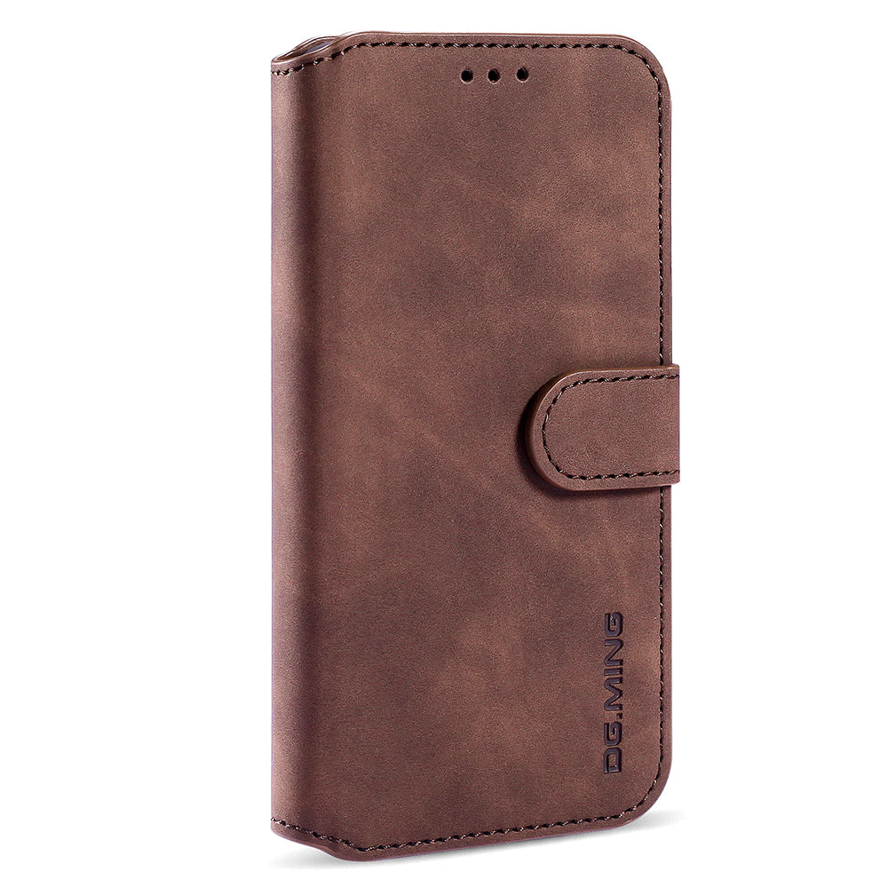 DG.MING Wallet Stand Design Retro Style Full Protection Leather Cover with Strap for iPhone 13 Pro 6.1 inch