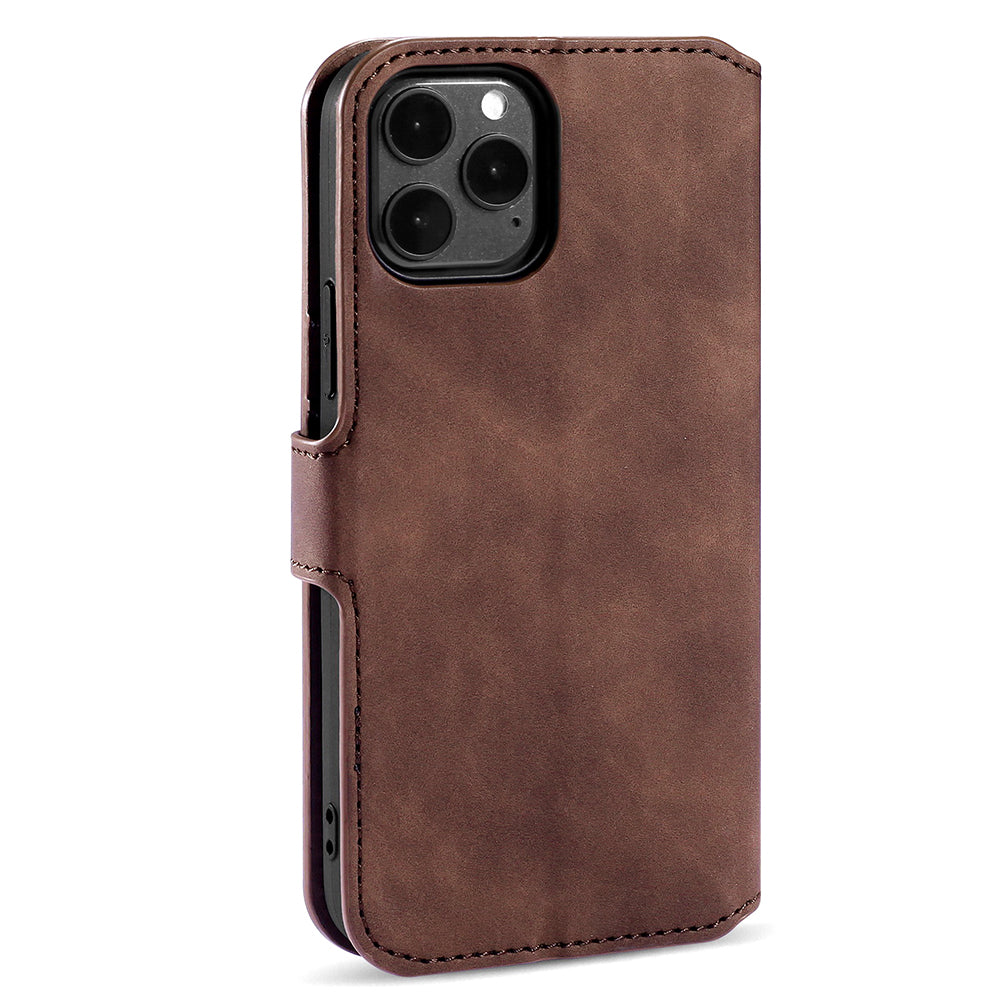 DG.MING Wallet Stand Design Retro Style Full Protection Leather Cover with Strap for iPhone 13 Pro 6.1 inch