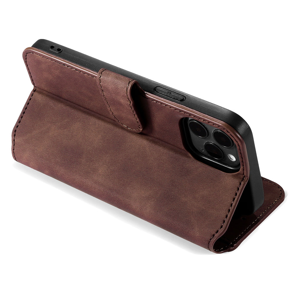 DG.MING Wallet Stand Design Retro Style Full Protection Leather Cover with Strap for iPhone 13 Pro 6.1 inch