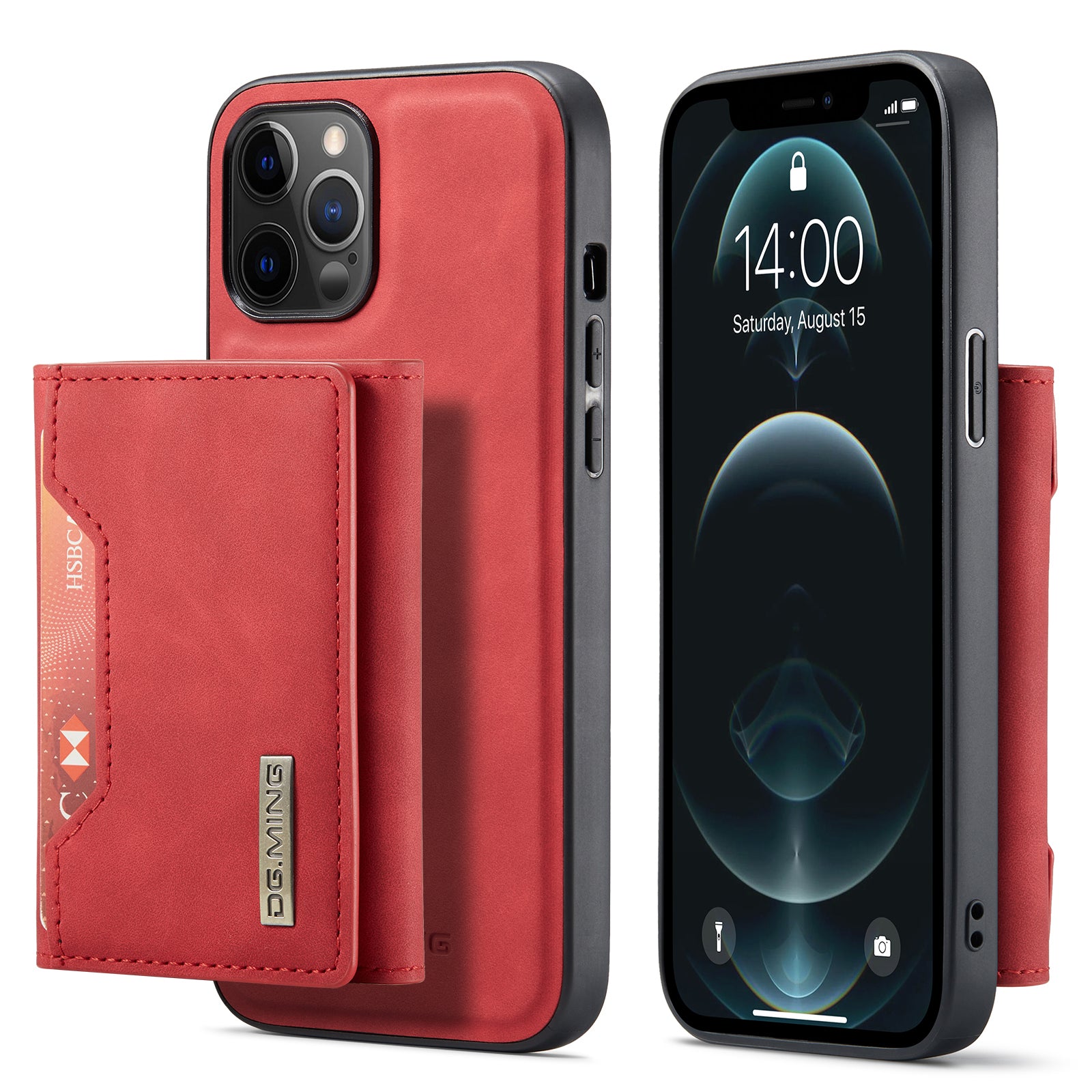 DG.MING M2 Series Enhanced Four Corners Magnetic Detachable 8 Card Slots Design Wireless Charging Hybrid Kickstand Case for iPhone 13 Pro Max 6.7 inch