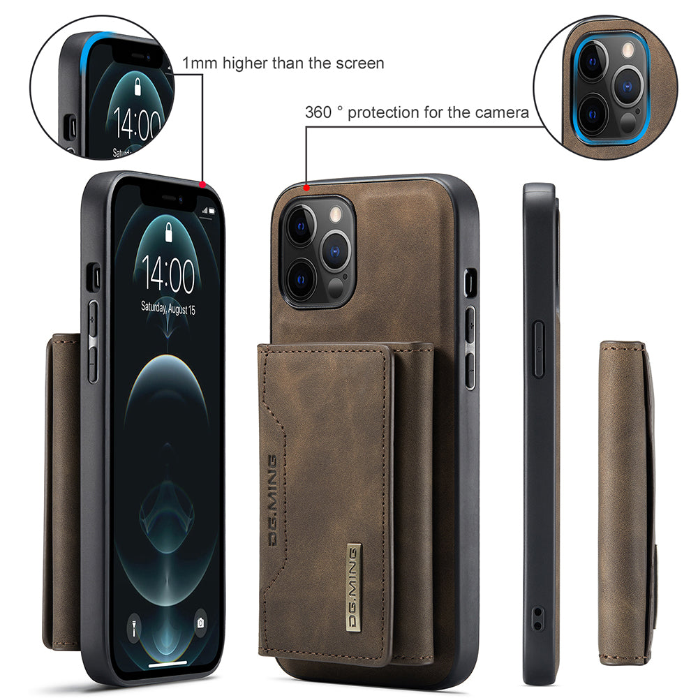 DG.MING M2 Series Enhanced Four Corners Magnetic Detachable 8 Card Slots Design Wireless Charging Hybrid Kickstand Case for iPhone 13 Pro Max 6.7 inch