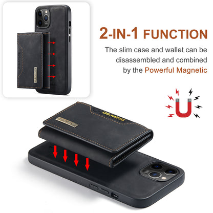 DG.MING M2 Series Magnetic Detachable 2-in-1Tri-Fold Wallet Wireless Charging Hybrid Kickstand Case for iPhone 13 Pro 6.1 inch