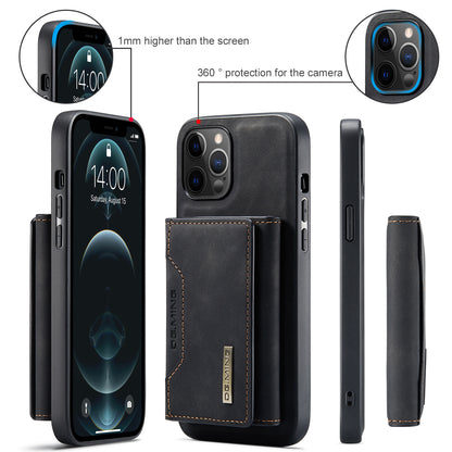 DG.MING M2 Series Magnetic Detachable 2-in-1Tri-Fold Wallet Wireless Charging Hybrid Kickstand Case for iPhone 13 Pro 6.1 inch