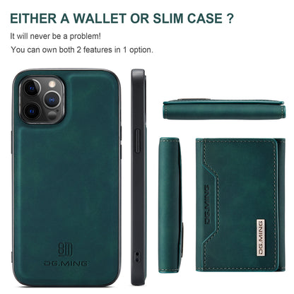DG.MING M2 Series Magnetic Detachable 2-in-1Tri-Fold Wallet Wireless Charging Hybrid Kickstand Case for iPhone 13 Pro 6.1 inch