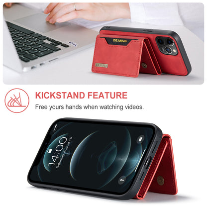 DG.MING M2 Series Magnetic Detachable 2-in-1Tri-Fold Wallet Wireless Charging Hybrid Kickstand Case for iPhone 13 Pro 6.1 inch