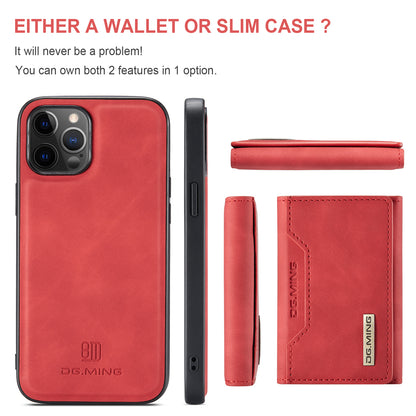 DG.MING M2 Series Magnetic Detachable 2-in-1Tri-Fold Wallet Wireless Charging Hybrid Kickstand Case for iPhone 13 Pro 6.1 inch