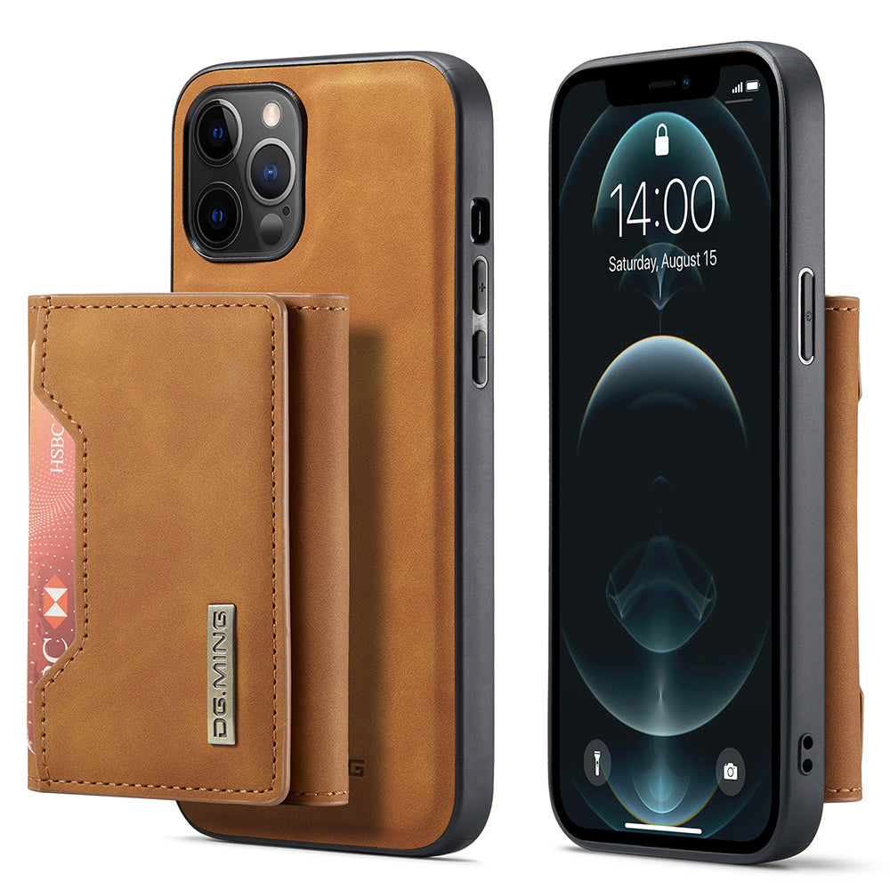 DG.MING M2 Series Magnetic Detachable 2-in-1Tri-Fold Wallet Wireless Charging Hybrid Kickstand Case for iPhone 13 Pro 6.1 inch
