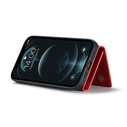 DG.MING M1 Series Wireless Charging Leather Coated TPU + PC Magnet Absorption Wallet Hybrid Cover Shell with Kickstand for iPhone 13 Pro 6.1 inch
