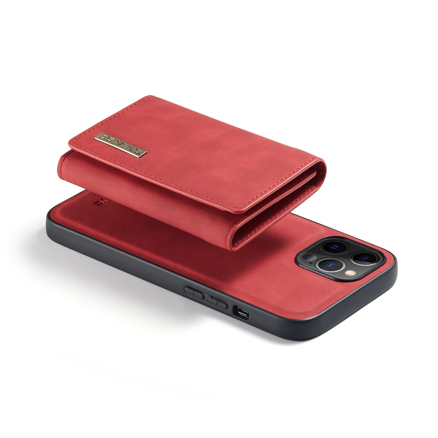 DG.MING M1 Series Wireless Charging Leather Coated TPU + PC Magnet Absorption Wallet Hybrid Cover Shell with Kickstand for iPhone 13 Pro 6.1 inch