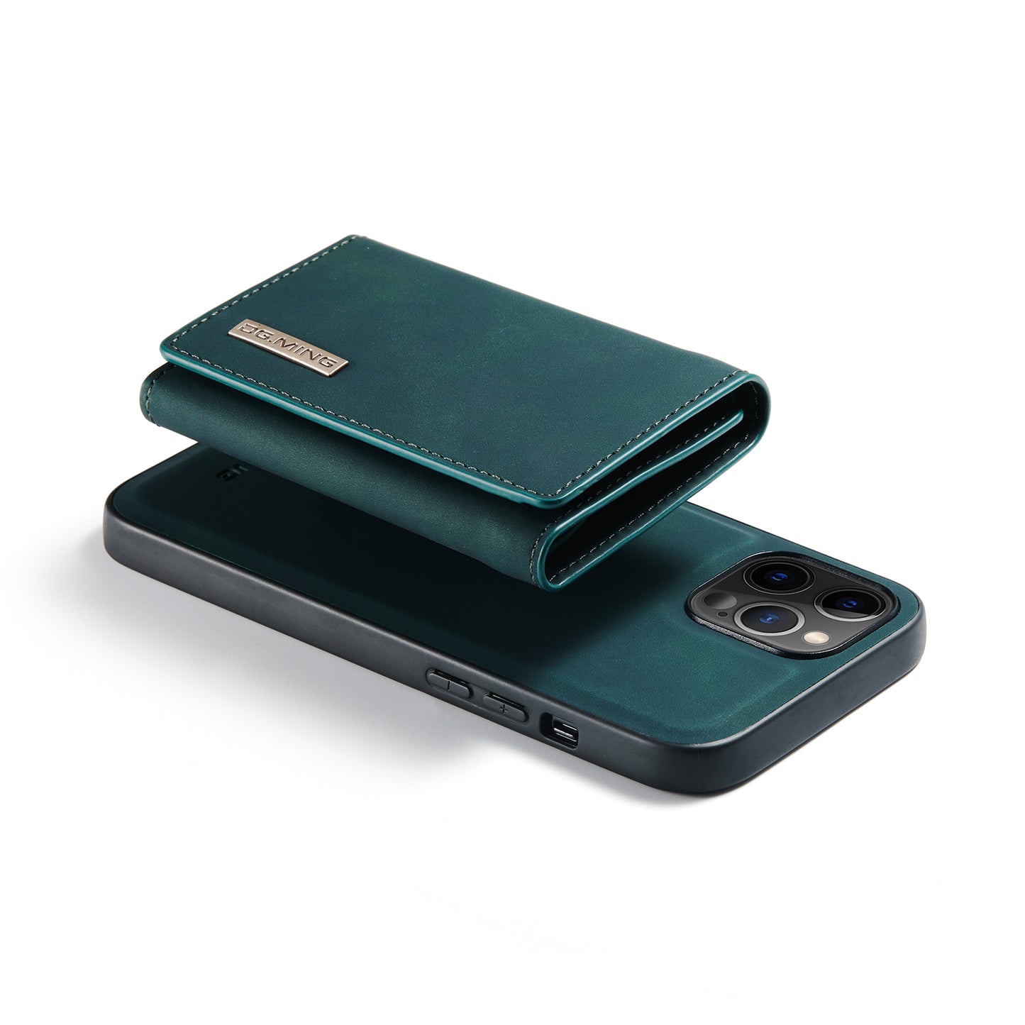 DG.MING M1 Series Wireless Charging Leather Coated TPU + PC Magnet Absorption Wallet Hybrid Cover Shell with Kickstand for iPhone 13 Pro 6.1 inch