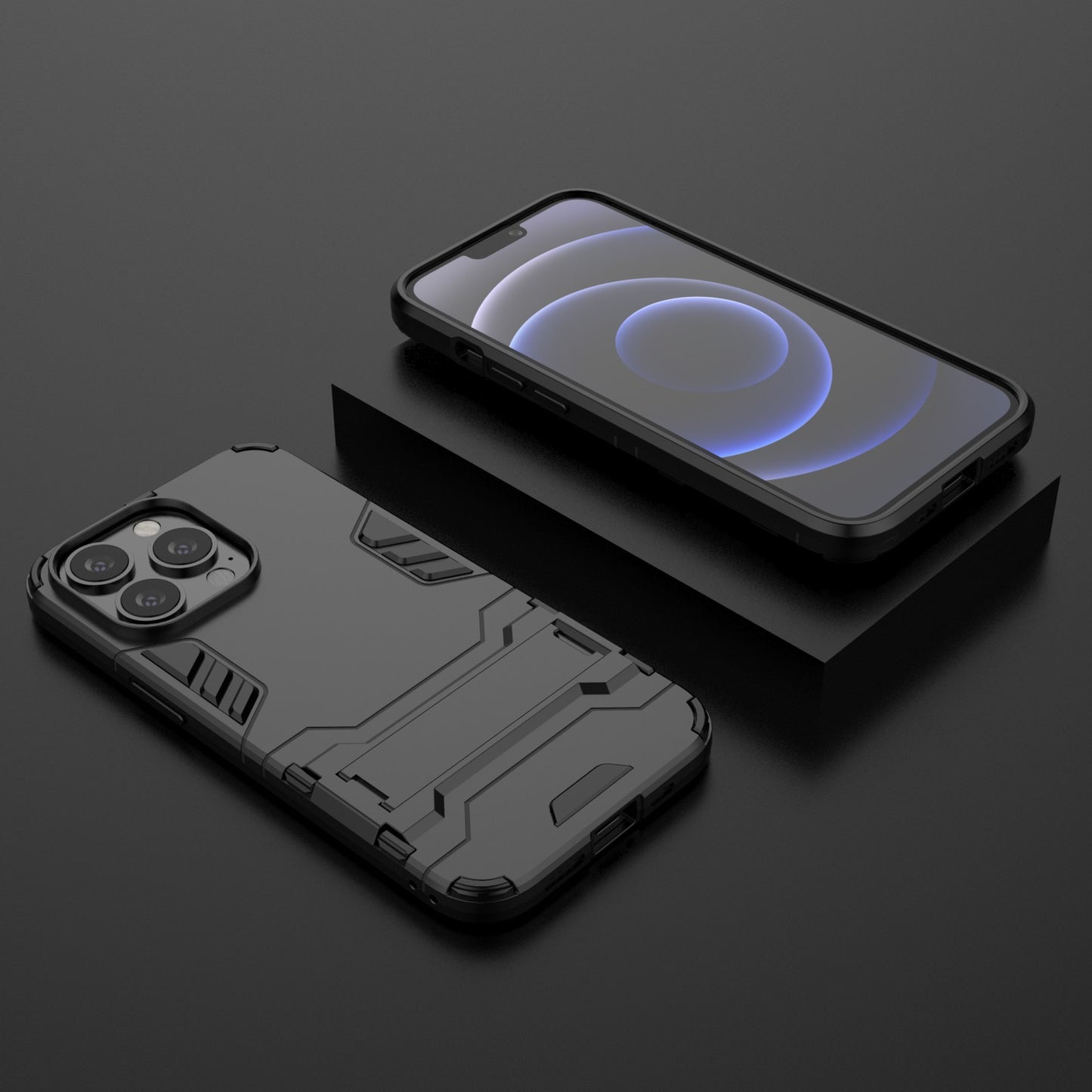 Shockproof 2 in 1 Hybrid Hard PC Flexible TPU Protective Case with Kickstand for iPhone 13 Pro 6.1 inch