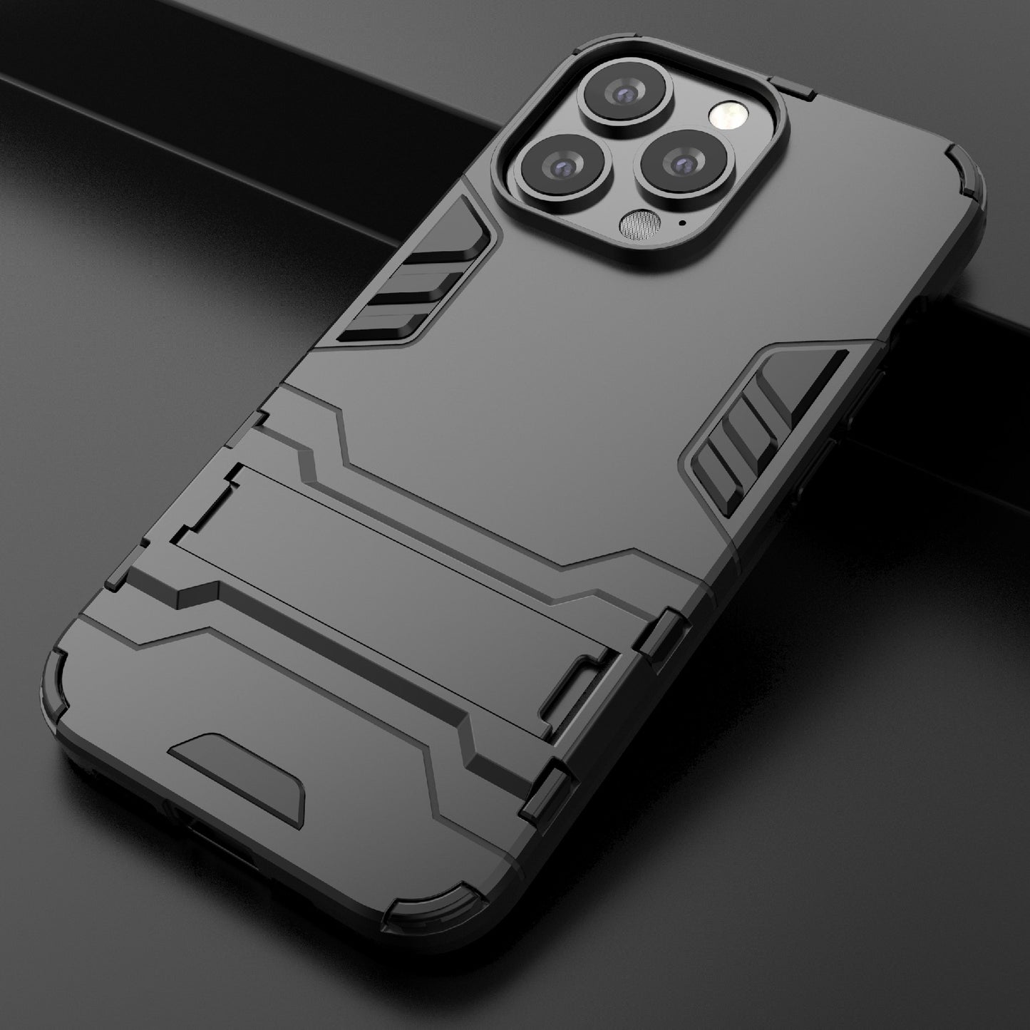 Shockproof 2 in 1 Hybrid Hard PC Flexible TPU Protective Case with Kickstand for iPhone 13 Pro 6.1 inch