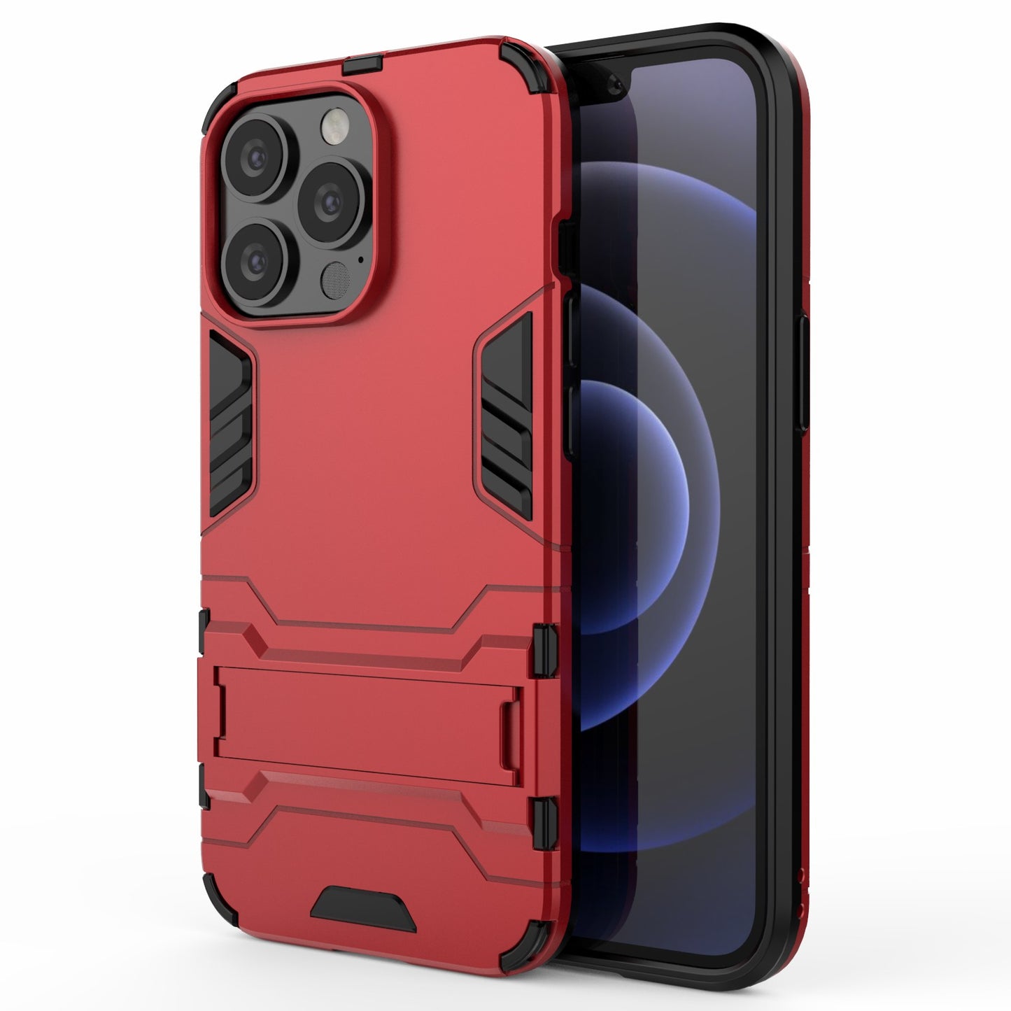 Shockproof 2 in 1 Hybrid Hard PC Flexible TPU Protective Case with Kickstand for iPhone 13 Pro 6.1 inch