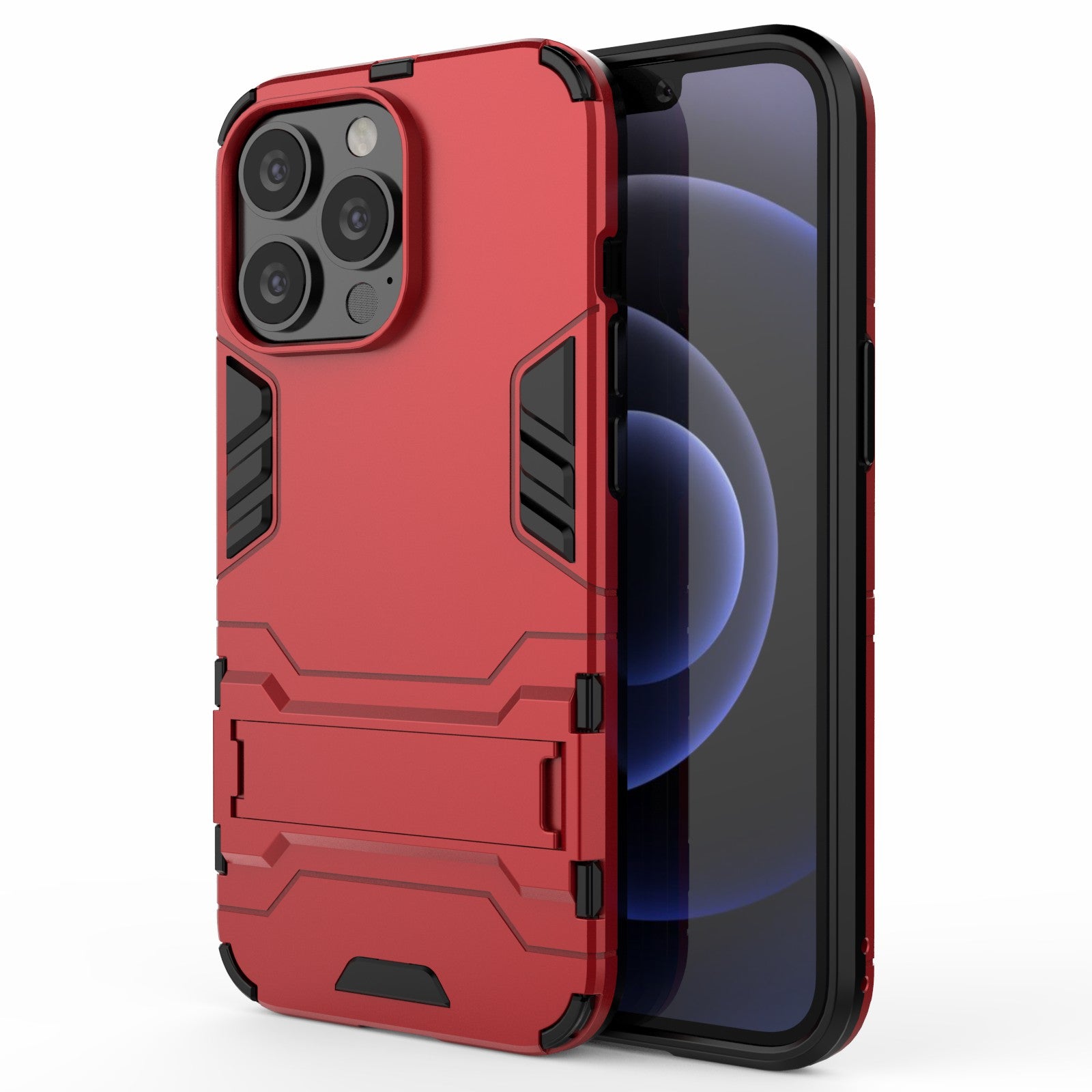 Shockproof 2 in 1 Hybrid Hard PC Flexible TPU Protective Case with Kickstand for iPhone 13 Pro 6.1 inch