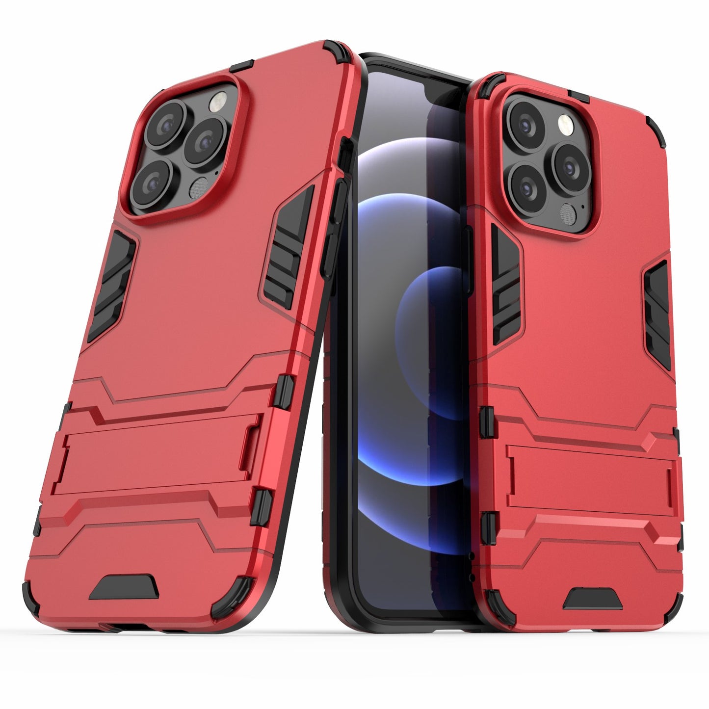 Shockproof 2 in 1 Hybrid Hard PC Flexible TPU Protective Case with Kickstand for iPhone 13 Pro 6.1 inch