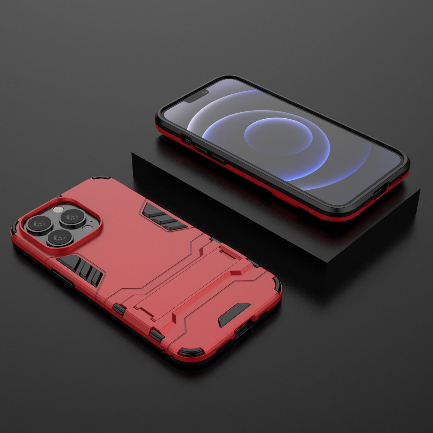 Shockproof 2 in 1 Hybrid Hard PC Flexible TPU Protective Case with Kickstand for iPhone 13 Pro 6.1 inch