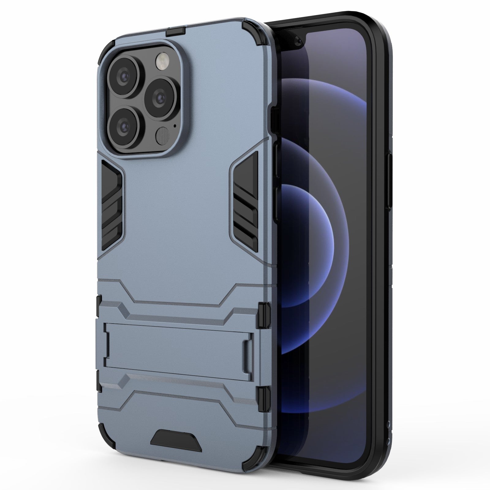 Shockproof 2 in 1 Hybrid Hard PC Flexible TPU Protective Case with Kickstand for iPhone 13 Pro 6.1 inch