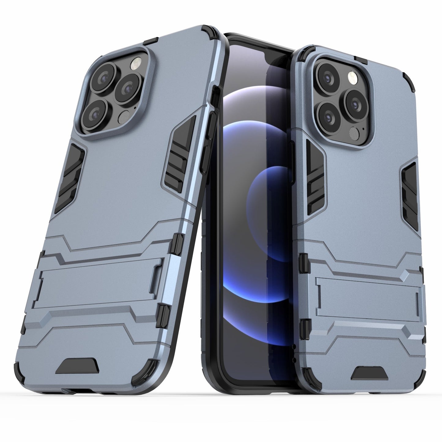 Shockproof 2 in 1 Hybrid Hard PC Flexible TPU Protective Case with Kickstand for iPhone 13 Pro 6.1 inch
