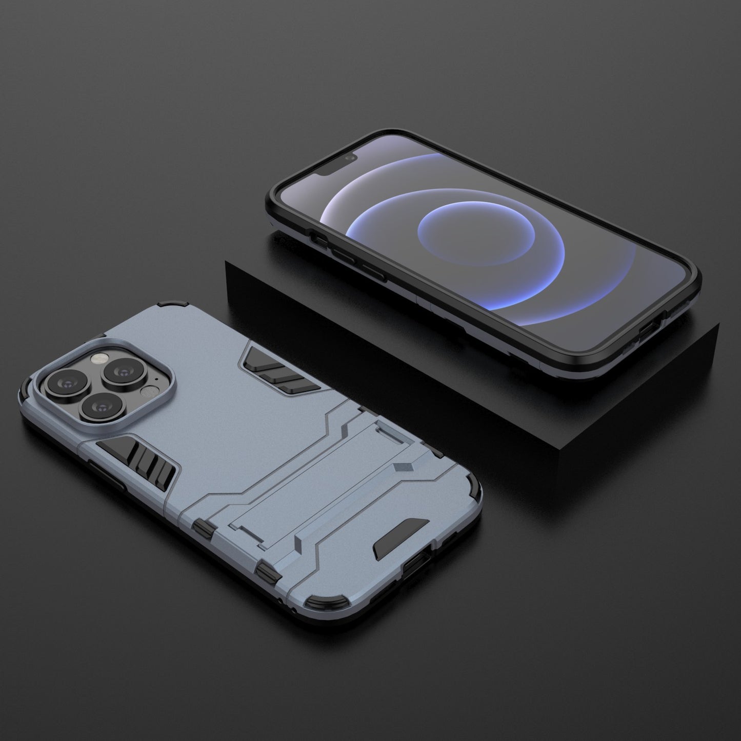 Shockproof 2 in 1 Hybrid Hard PC Flexible TPU Protective Case with Kickstand for iPhone 13 Pro 6.1 inch