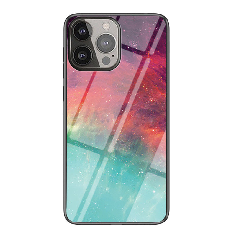 Starry Sky Series Tempered Glass Ultra Slim Stylish Phone Case Cover for iPhone 13 Pro Max 6.7 inch