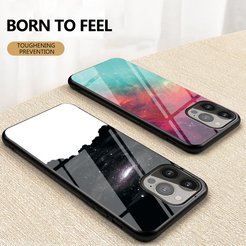 Starry Sky Series Tempered Glass Ultra Slim Stylish Phone Case Cover for iPhone 13 Pro Max 6.7 inch