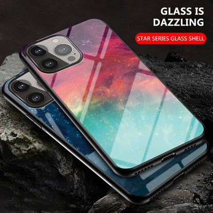 Starry Sky Series Tempered Glass Ultra Slim Stylish Phone Case Cover for iPhone 13 Pro Max 6.7 inch