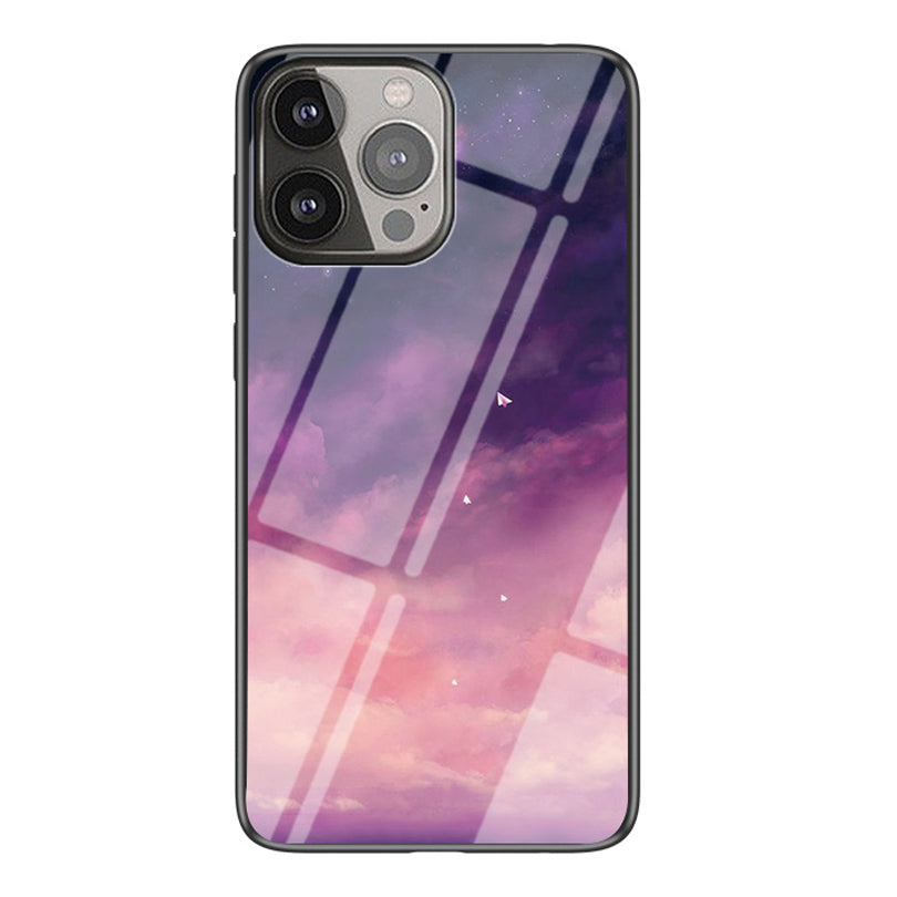 Starry Sky Series Tempered Glass Ultra Slim Stylish Phone Case Cover for iPhone 13 Pro Max 6.7 inch