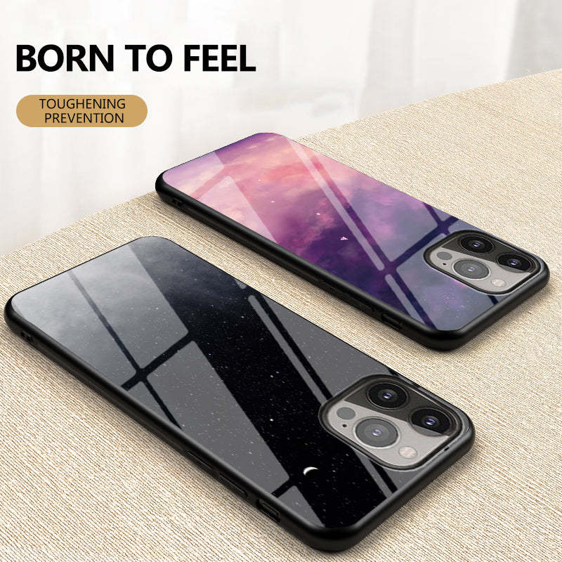 Starry Sky Series Tempered Glass Ultra Slim Stylish Phone Case Cover for iPhone 13 Pro Max 6.7 inch