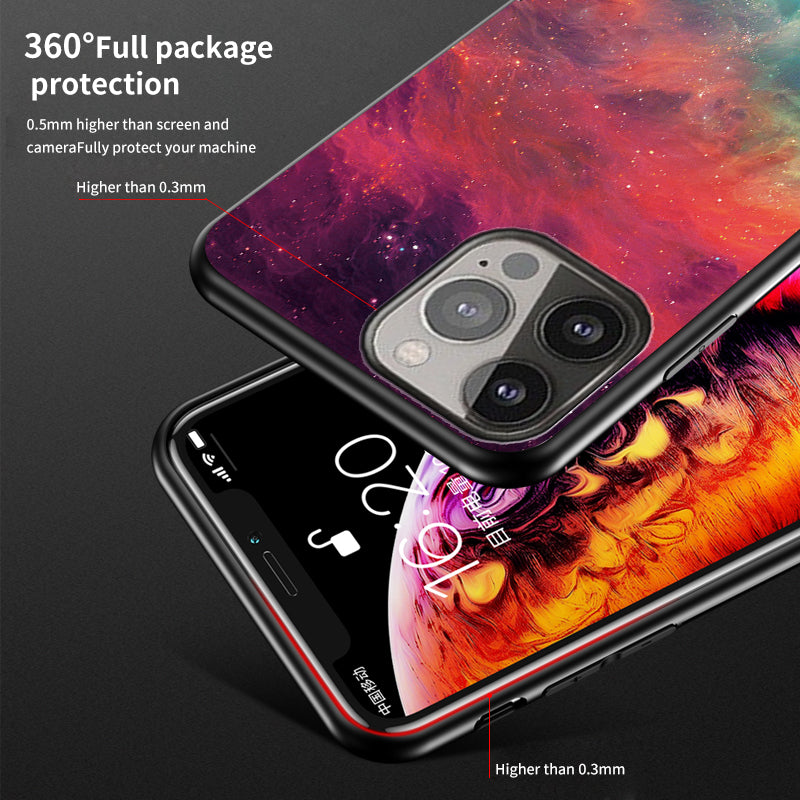 Starry Sky Series Tempered Glass Ultra Slim Stylish Phone Case Cover for iPhone 13 Pro Max 6.7 inch