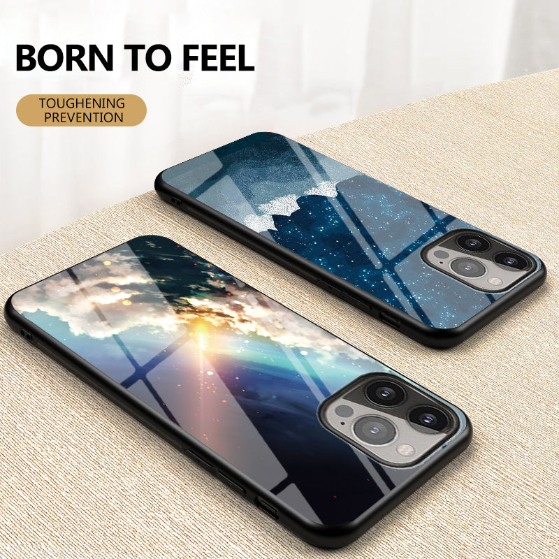 Starry Sky Series Tempered Glass Ultra Slim Stylish Phone Case Cover for iPhone 13 Pro Max 6.7 inch