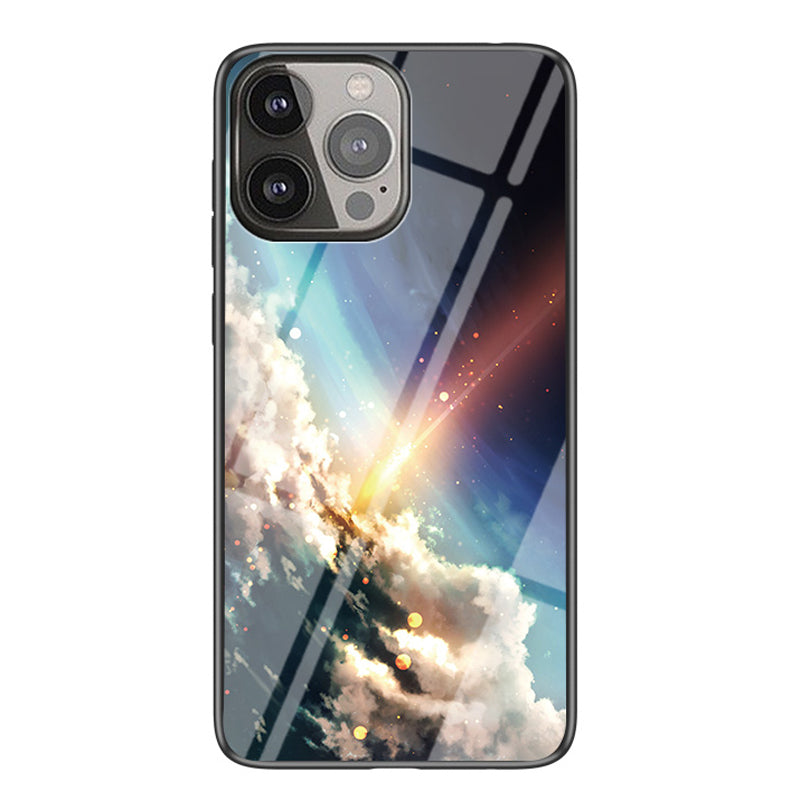 Cool Starry Sky Design Scratch-Resistant Tempered Glass Back Cover Case for iPhone 13 Pro 6.1 inch