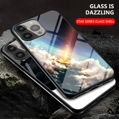 Cool Starry Sky Design Scratch-Resistant Tempered Glass Back Cover Case for iPhone 13 Pro 6.1 inch