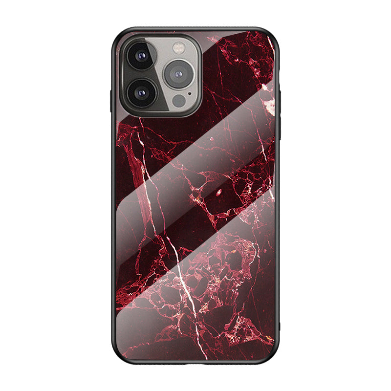 Marble Pattern Design Tempered Glass Anti-Scratch Soft TPU Bumper Frame Support Cover Case for iPhone 13 Pro 6.1 inch