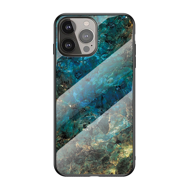 Stylish Marble Design Premium Tempered Glass Hybrid Shockproof Protection Impact Cover for iPhone 13 Pro Max 6.7 inch