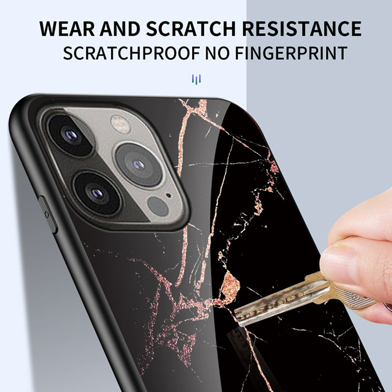 Stylish Marble Design Premium Tempered Glass Hybrid Shockproof Protection Impact Cover for iPhone 13 Pro Max 6.7 inch