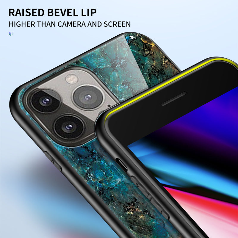 Stylish Marble Design Premium Tempered Glass Hybrid Shockproof Protection Impact Cover for iPhone 13 Pro Max 6.7 inch